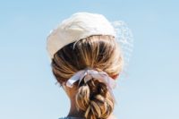 11 wearing a ribbon in your hair on your wedding day, doesn’t have to mean skipping other accessories, a wedding hat or veil