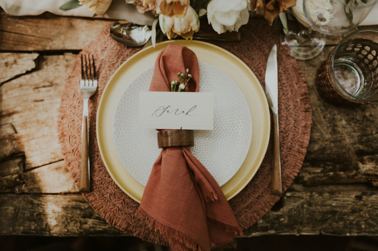 Those dusty pink and rusty shades created a sunset feel at the table