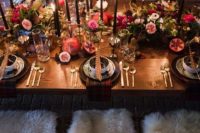 lush moody florals in jewel tones for table decor