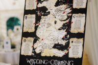 wedding seating chart inspired by game of thrones