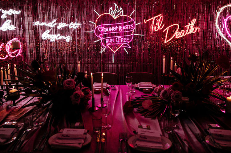 This gorgeous and bright neon wedding was inspired by Romeo and Juliet and Marie Antoinette aesthetics