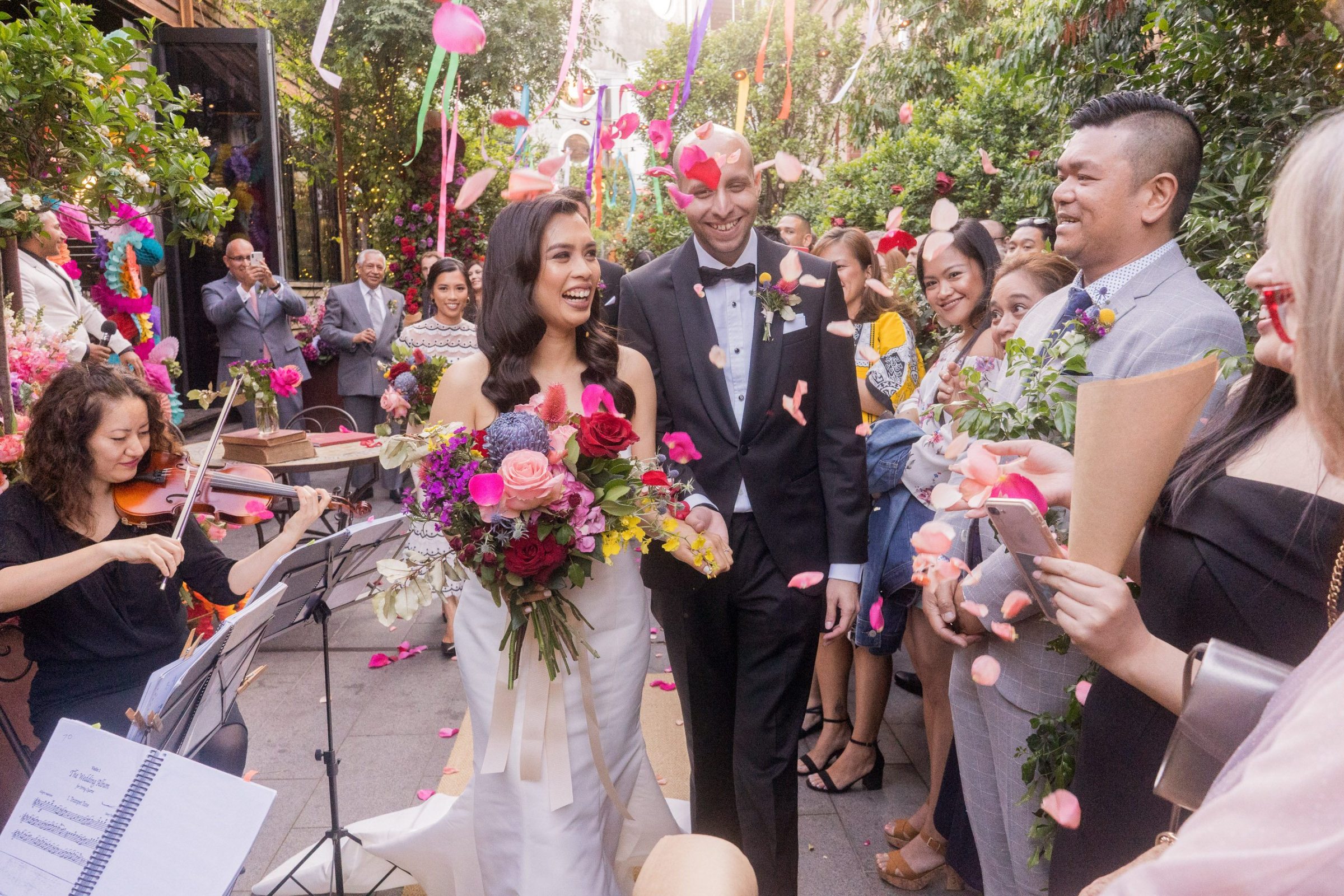 This super colorful Peruvian wedding was filled with bold blooms, textiles and even with alpacas
