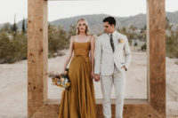 01 This wedding shoot was done with mustard touches, modern and boho elements and two gorgeous wedding dresses