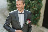 03 The groom was wearing a grey tux with printed lapels