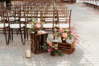 04 Geometric touches, pink bougainvillea and peachy blooms were used to decorate the wedding