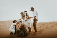 04 The groom was wearing a camel hat and pants and a white shirt for an effortlessly chic look