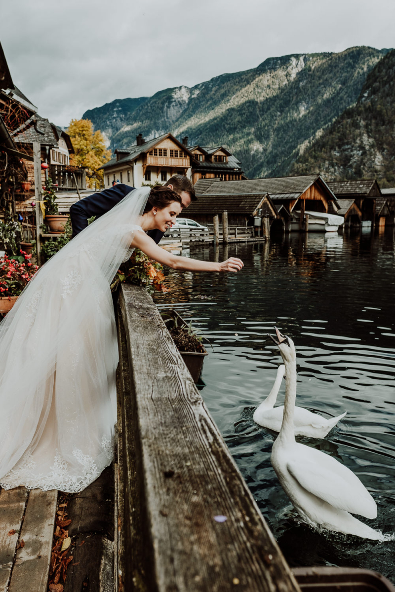 The couple went for a walk in the town to take some shots and amazing wedding portraits