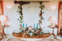 geometric wedding decor mixed with boho touches