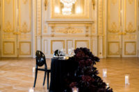 black wedding table decor