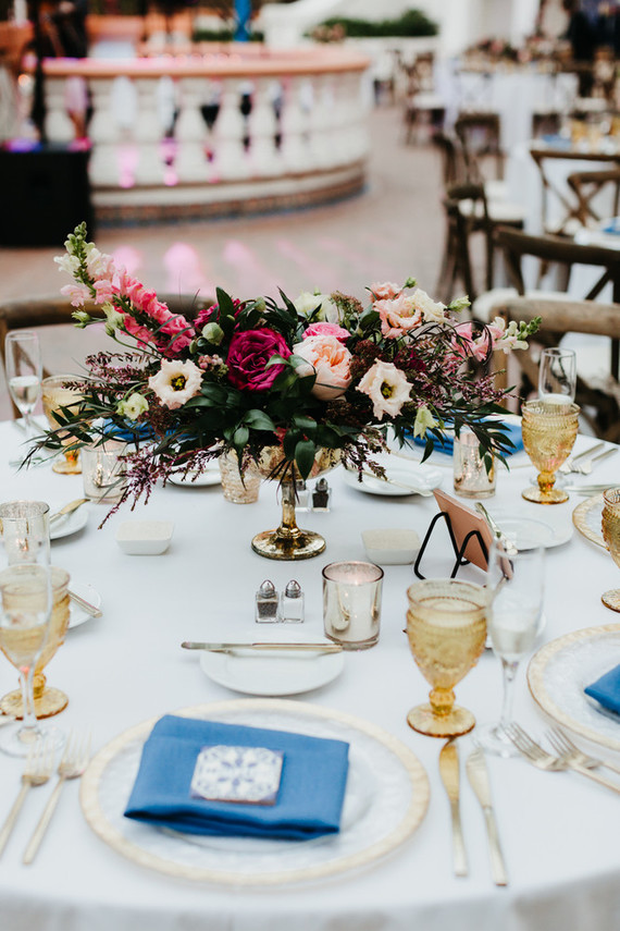 The wedding centerpieces were lush ones, in pink, blush, neutrals and textural greenery
