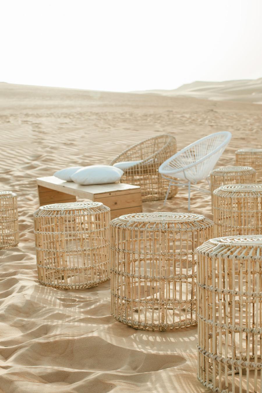 There was a wedding lounge set with rattan furnoture right in the desert