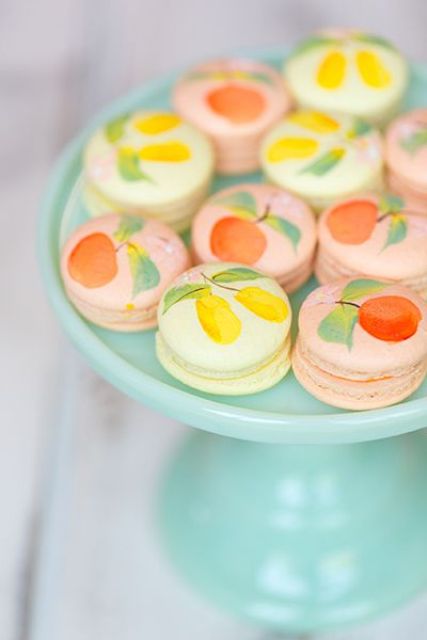 colorful hand painted macarons like these ones will do amazing wedding favors or an alternative to a wedding cake
