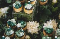 super creative succulent and flower wedding cupcakes are an adorable alternative to a usual wedding cake
