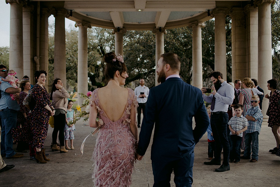 The wedding ceremony took place in a park in New Orleans