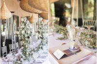 06 The tablescapes were done with lush greenery and neutral blooms, candles and lilac touches for decor