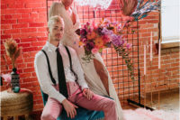 01 This absolutely jaw-dropping wedding shoot was done in an industrial loft and was rcokign all things badass and neon pink