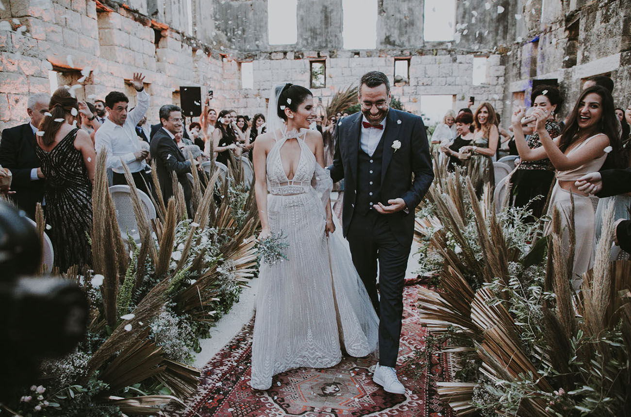 This unique wedding took place at an abandoned silk factory   in the ruins that were a blank canvas to decorate