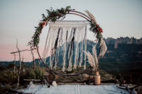 moon gate wedding arch with a view