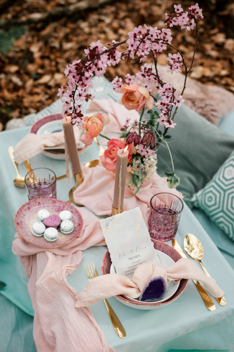 There were macarons, blush candles and a beautiful blush table runner