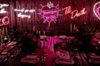 25 gorgeous neon signs for the wedding reception decor spruce up the moody and bold venue