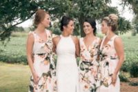 04 wide strap high low maxi wrap bridesmaid dress with a floral print can be worn after the wedding in summer or spring