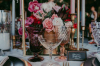 wedding table decor with golden touches