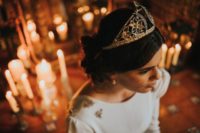 12 a gorgeous gold and rhinestone wedding tiara will give your look a royal feel