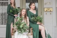 12 green maxi wrap bridesmaid dresses with long sleeves are amazing for a summer or early fall wedding