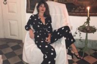 19 a black and white polka dot jumpsuit and strappy shoes – you need nothing else to look fantastic