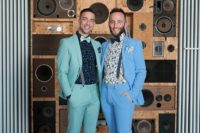 bold colorful groom outfits