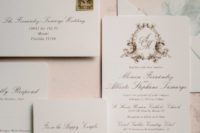 Envelopes for invitations were decorated the same way as a wedding cake