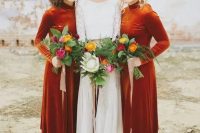 lovely rust bridesmaids dresses
