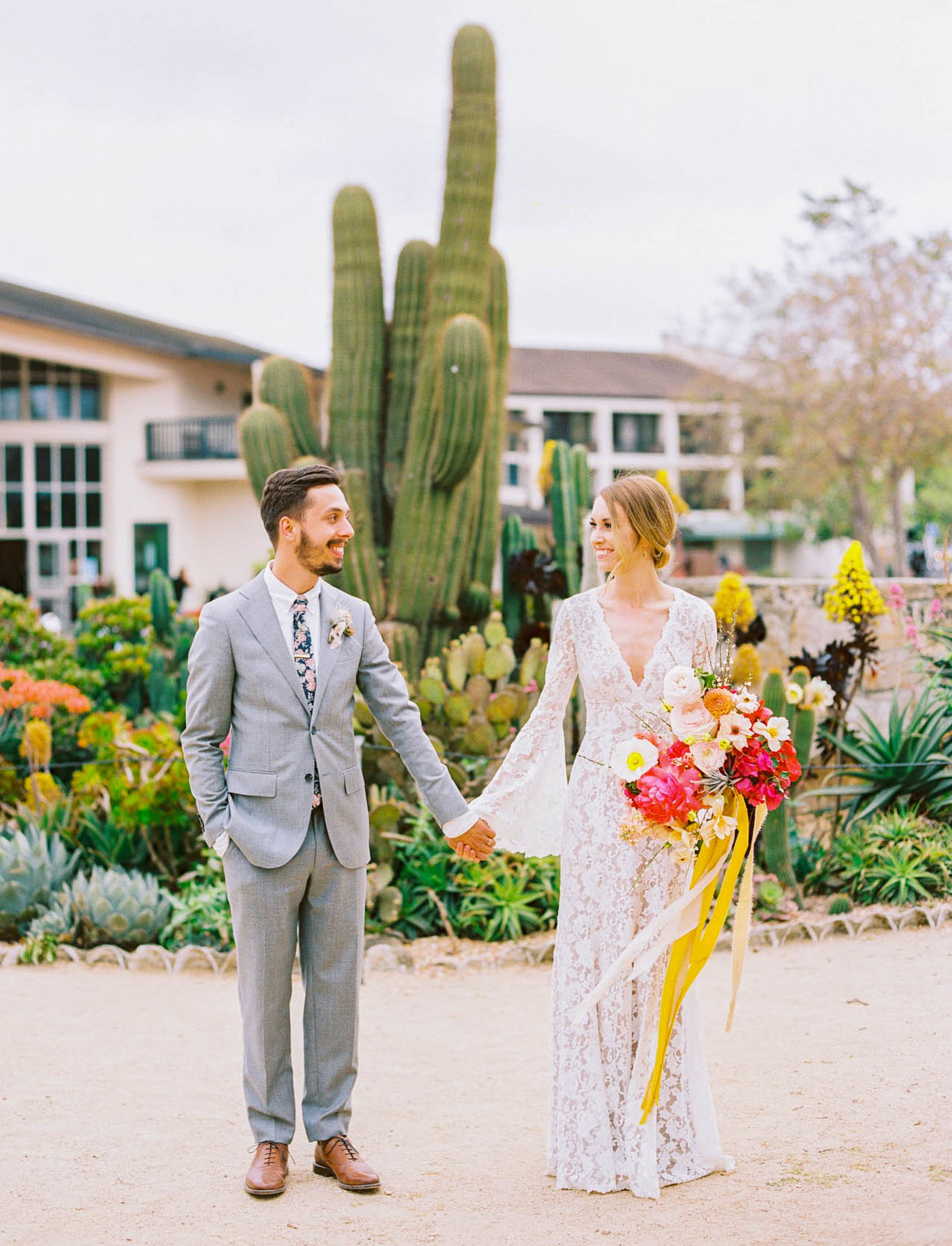 This couple went for a colorful Spanish inspired wedding with a boo and 70s feel