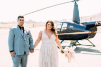 01 This couple went for an ultra-modern wedding in black and blush and a grand entrance with a helicopter