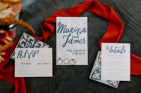 02 The wedding stationery reflected the theme – blues and touches of Morocccan decor
