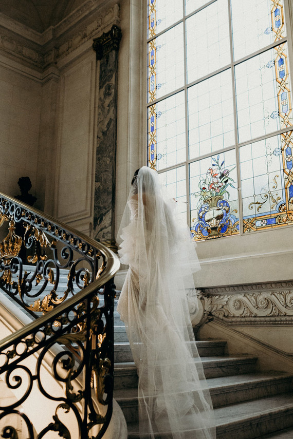 The was also rocking a long veil with a train