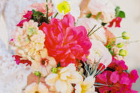 05 The wedding bouquet was done with fuchsia, blush and neutral blooms and air plants