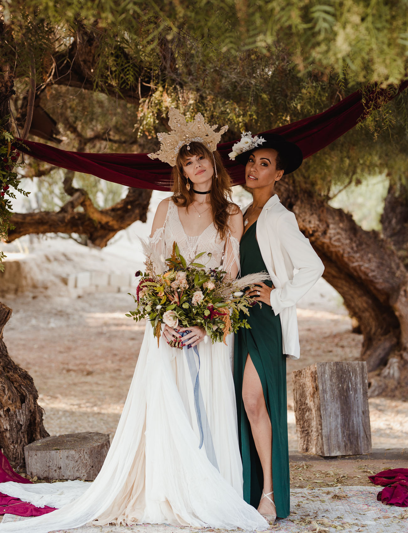 This playful witchy wedding shoot is nod to Halloween   this is a fresh take on Halloween weddings