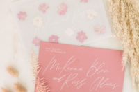 02 The wedding stationery was done in neutral and pink, with dried blooms and calligraphy
