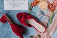 a bold wedding shoes in red color