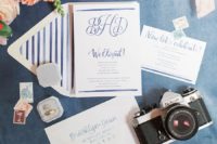 06 The wedding invitation suite was a marine one, with blue and navy stripes