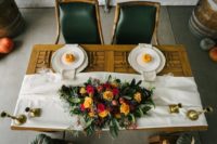 sweetheart table decorated for a fall wedding shoot