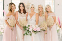 08 The bridesmaids were wearing mismatching pink and neutral dresses that they chose themselves
