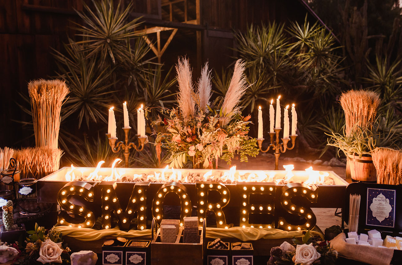 There was a s'mores bar organized for the shoot, with real fire and candles all around