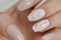 24 grey and white nails with two watercolor accent ones look very tender and very romantic