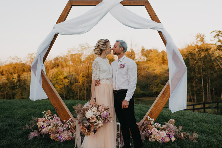 This ethereal and enchanting wedding shoot was done with lush pastel blooms and celestial touches