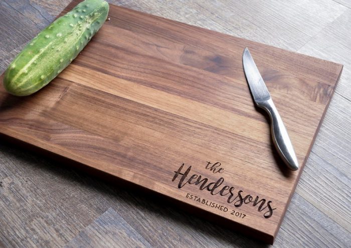 a personalized engraved cutting board is a stylish idea that will be useful in any home