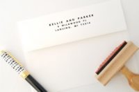14 a minimalist return address stamp is a chic and very modern idea for a newly engaged or married couple