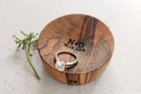 20 a wood ring dish of ambrosia maple wit initials and an engagement or wedding date is a gorgeous idea