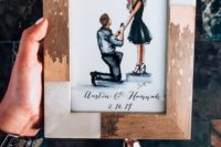21 an eye-catchy shabby chic photo frame is a great idea for the best engagement photo or some wedding ones